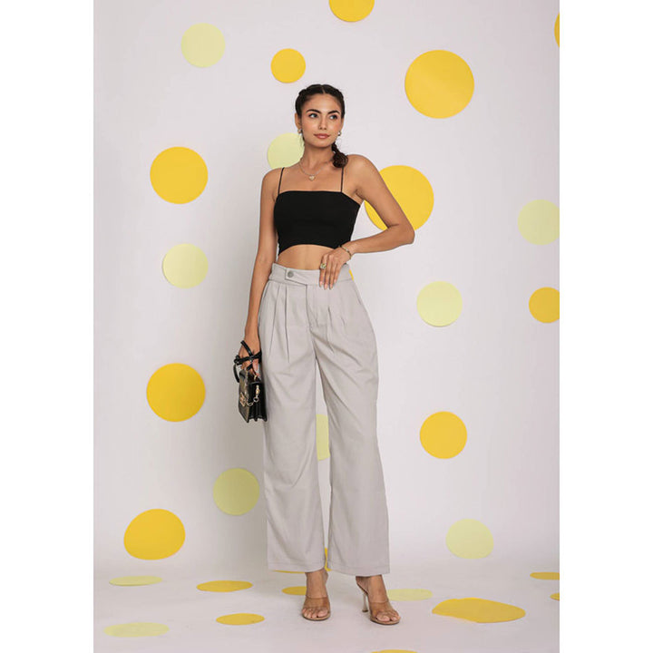 Kaori By Shreya Ash Grey Casuals Lycra Twill Korean Pants