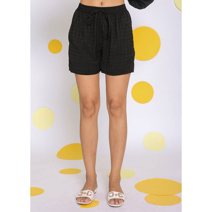 Kaori By Shreya Black Summer Relaxed Casual Shorts