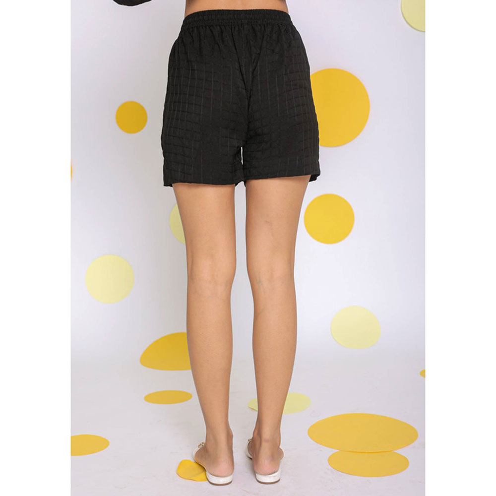 Kaori By Shreya Black Summer Relaxed Casual Shorts