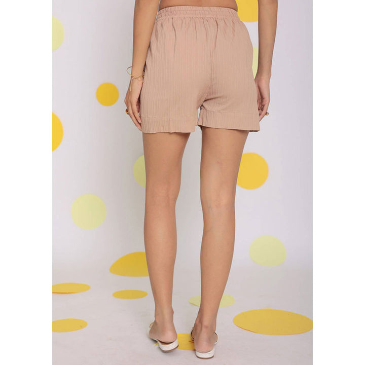 Kaori By Shreya Beige Summer Relaxed Casual Shorts