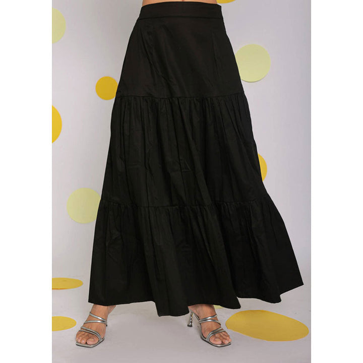 Kaori By Shreya Black 100% Cotton High Waist Long Skirt