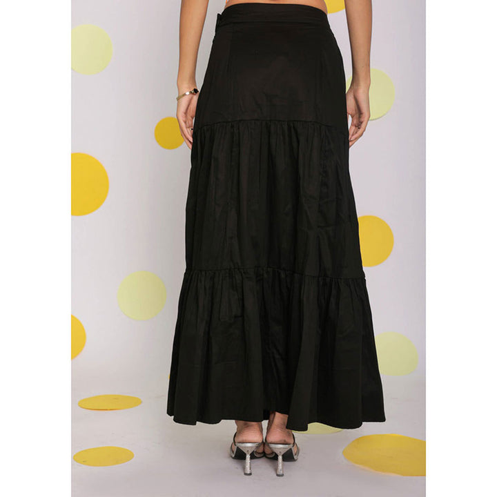 Kaori By Shreya Black 100% Cotton High Waist Long Skirt