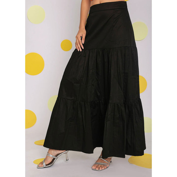 Kaori By Shreya Black 100% Cotton High Waist Long Skirt