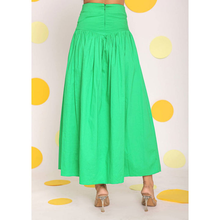 Kaori By Shreya Green Corset Belt Cotton Long Skirt