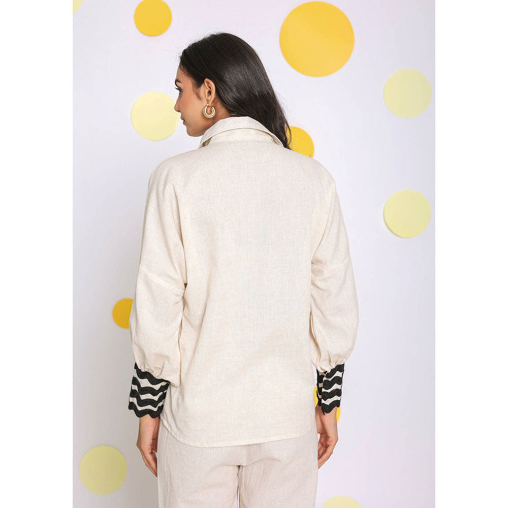 Kaori By Shreya Off White Relaxed Collared Linen Shirt