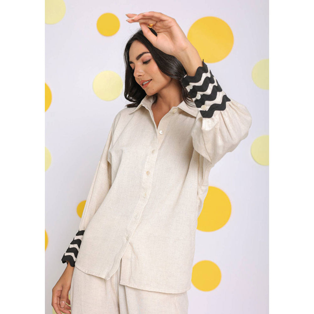 Kaori By Shreya Off White Relaxed Collared Linen Shirt