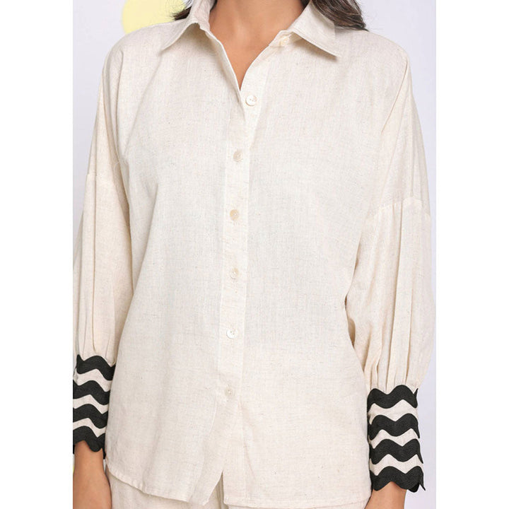 Kaori By Shreya Off White Relaxed Collared Linen Shirt