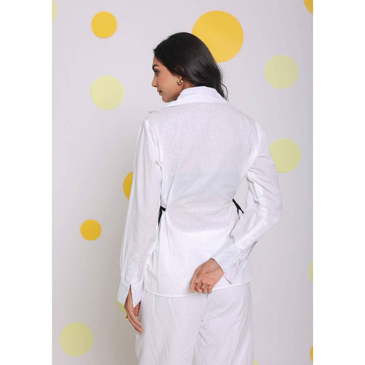 Kaori By Shreya White Linen Shirt with Stylish Side Tie