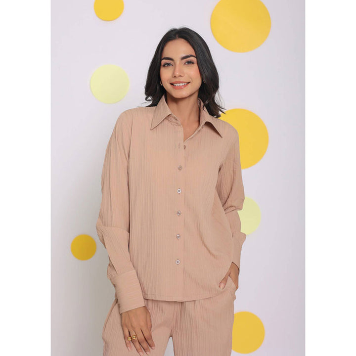 Kaori By Shreya Beige Collar Everyday Wear Button Shirt