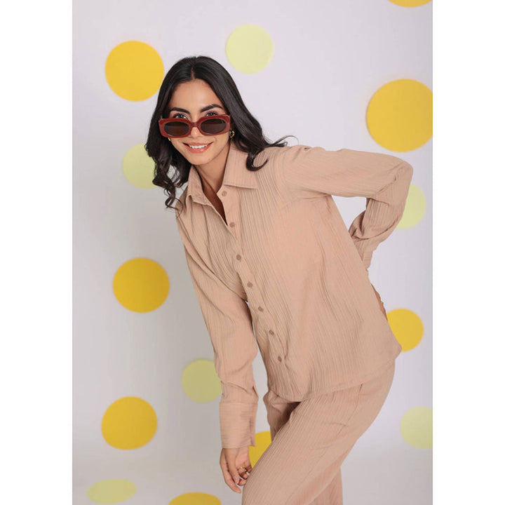 Kaori By Shreya Beige Collar Everyday Wear Button Shirt