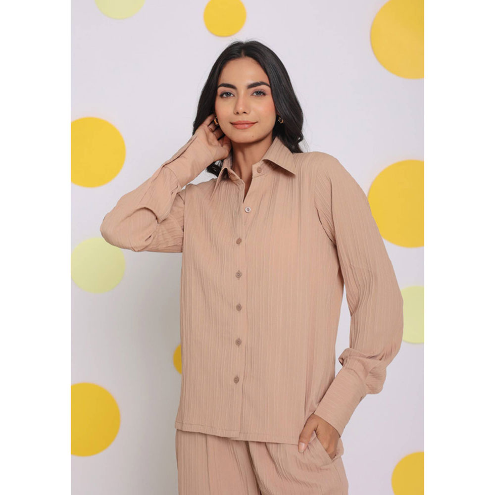 Kaori By Shreya Beige Collar Everyday Wear Button Shirt