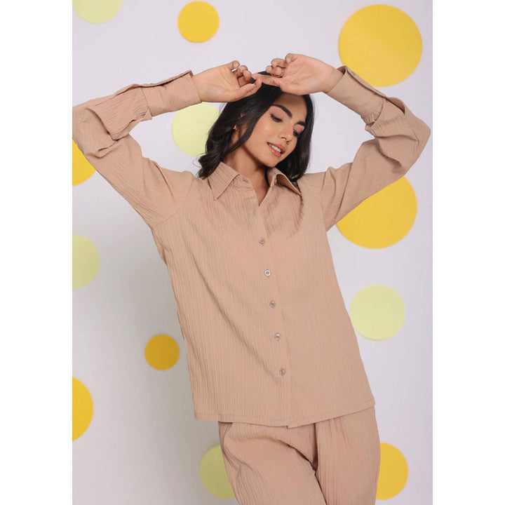 Kaori By Shreya Beige Collar Everyday Wear Button Shirt