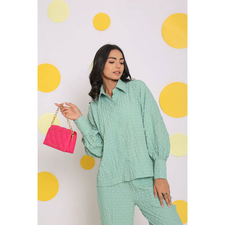 Kaori By Shreya Light Green Collar Everyday Wear Shirt