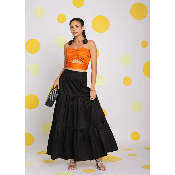 Kaori By Shreya Orange Tube Bust Fitted Cotton Crop Top