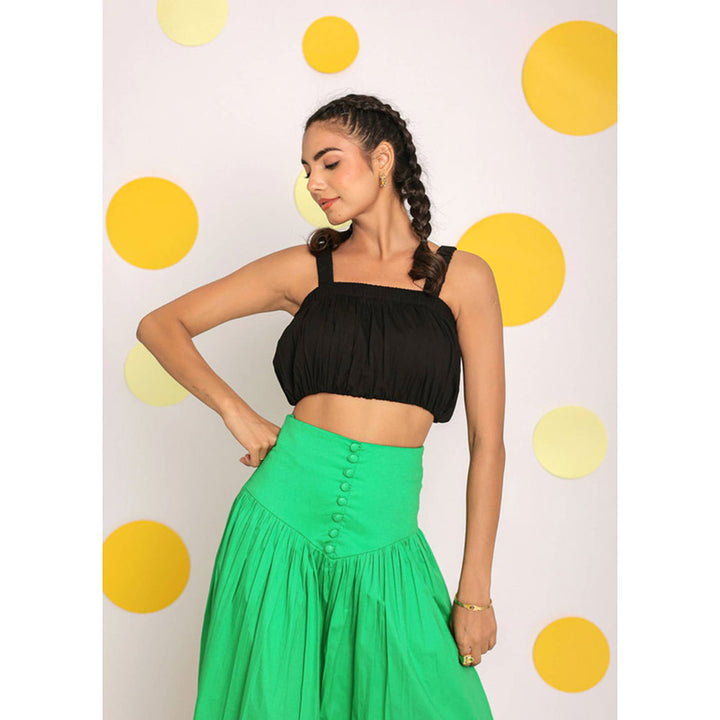 Kaori By Shreya Solid Black Sleeveless Cotton Crop Top