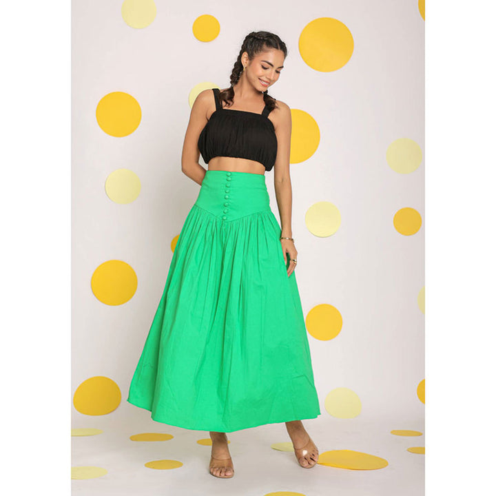 Kaori By Shreya Solid Black Sleeveless Cotton Crop Top