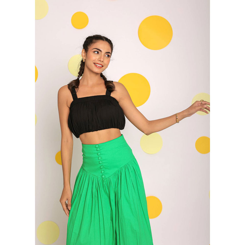 Kaori By Shreya Solid Black Sleeveless Cotton Crop Top