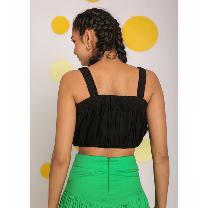 Kaori By Shreya Solid Black Sleeveless Cotton Crop Top