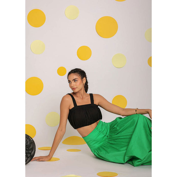 Kaori By Shreya Solid Black Sleeveless Cotton Crop Top