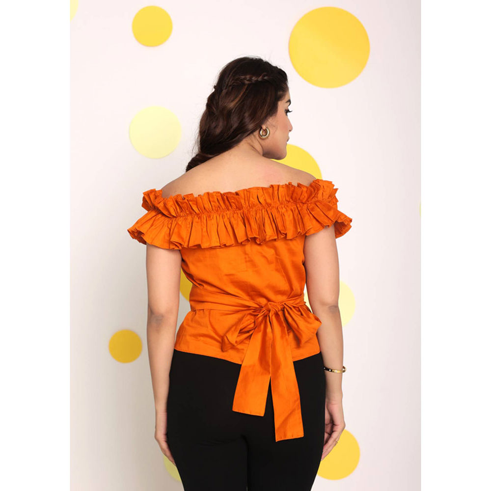 Kaori By Shreya Rust Orange Bust Fitted Cotton Tunic Top