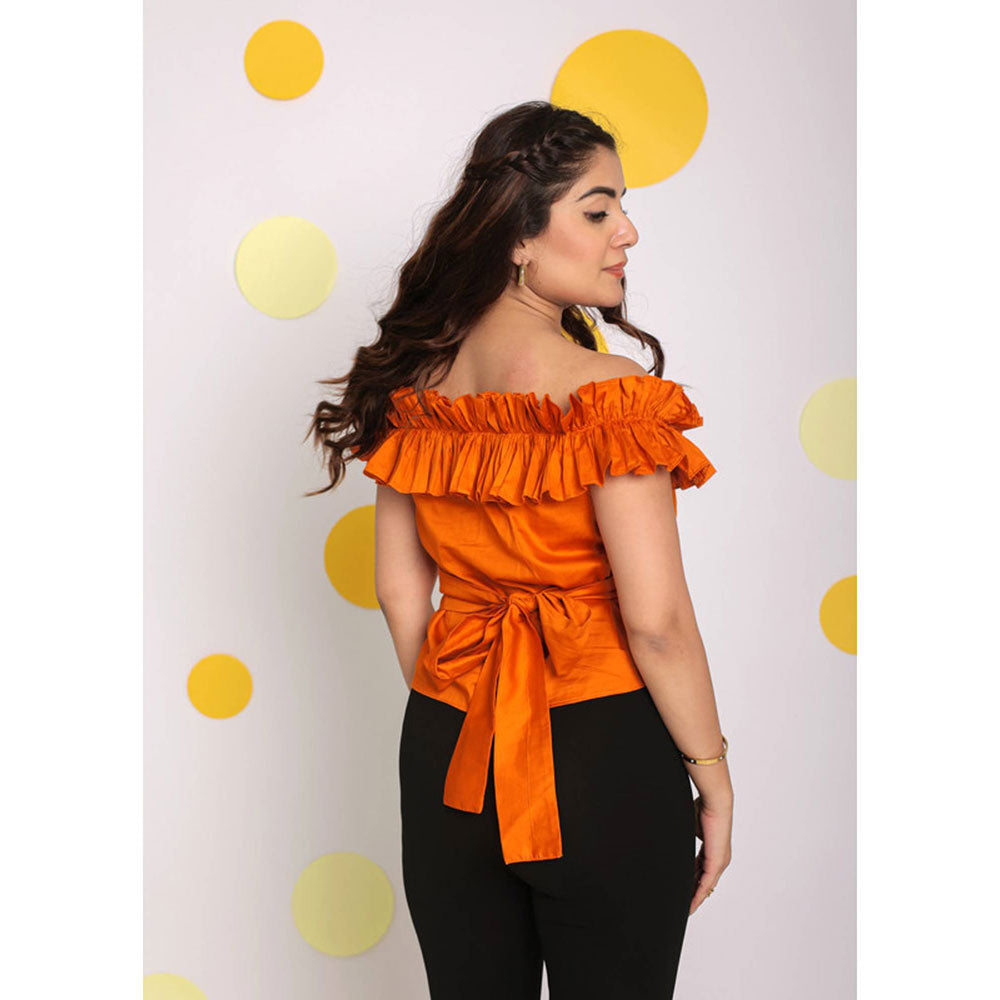 Kaori By Shreya Rust Orange Bust Fitted Cotton Tunic Top