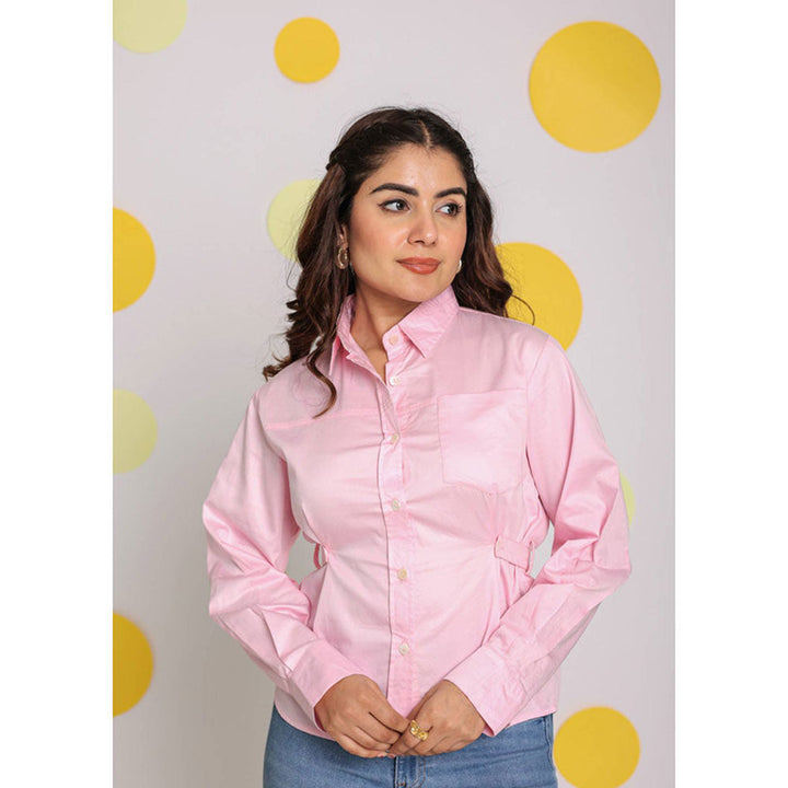 Kaori By Shreya Solid Baby Pink Full Sleeve Cotton Shirt