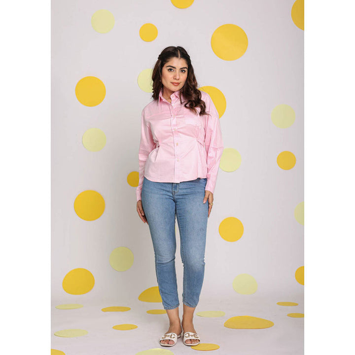 Kaori By Shreya Solid Baby Pink Full Sleeve Cotton Shirt