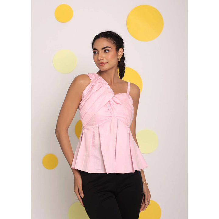 Kaori By Shreya Solid Baby Pink Bust Fitted Cotton Top