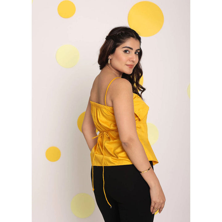 Kaori By Shreya Solid Yellow Bust Fitted Cotton Tunic Top