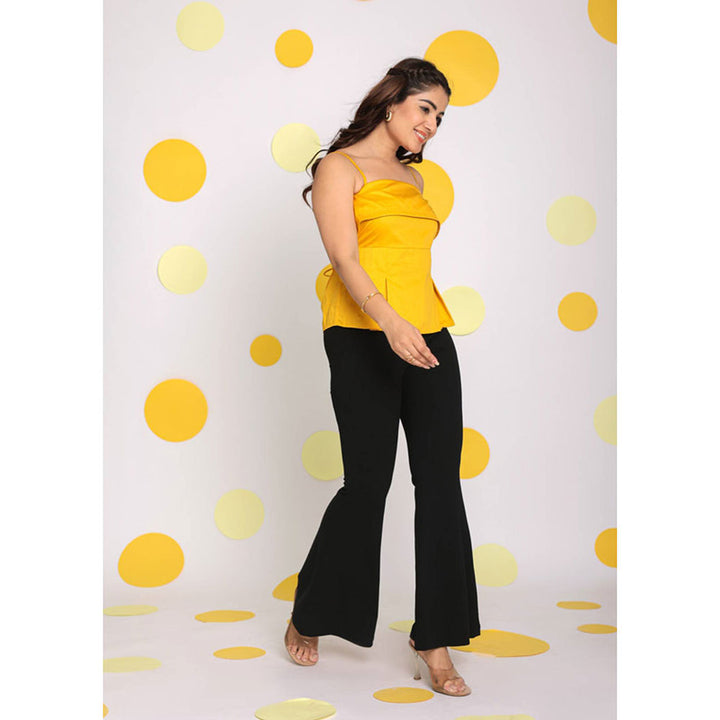 Kaori By Shreya Solid Yellow Bust Fitted Cotton Tunic Top