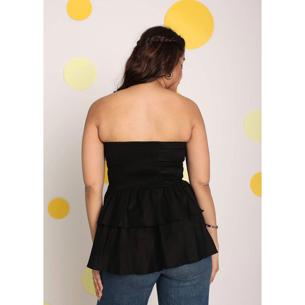 Kaori By Shreya Black Color Tube Peplum Frill Party Top