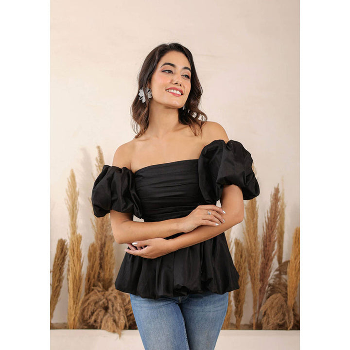 Kaori By Shreya Black 3 Way Styling Bust Fitted Top with Detachable Sleeves