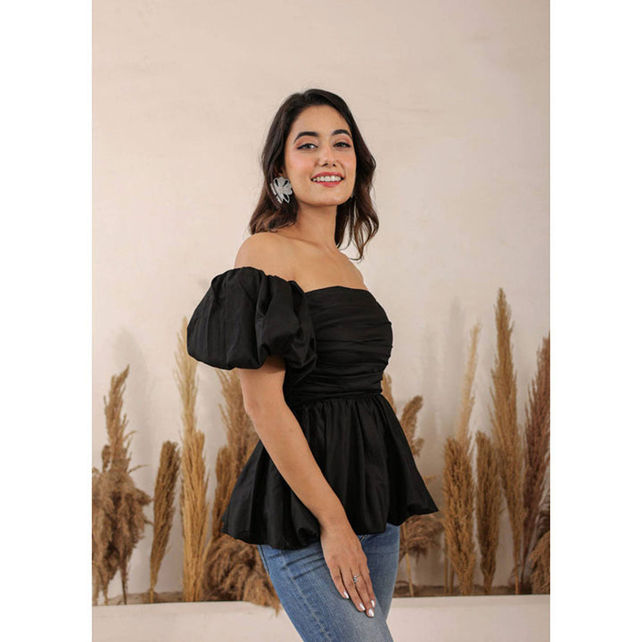 Kaori By Shreya Black 3 Way Styling Bust Fitted Top with Detachable Sleeves