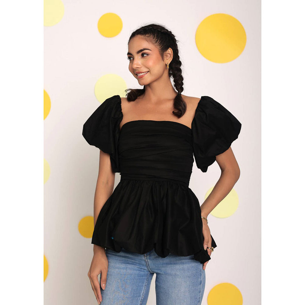 Kaori By Shreya Black 3 Way Styling Bust Fitted Top with Detachable Sleeves