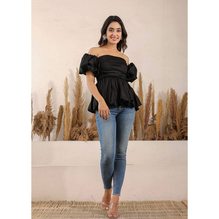 Kaori By Shreya Black 3 Way Styling Bust Fitted Top with Detachable Sleeves