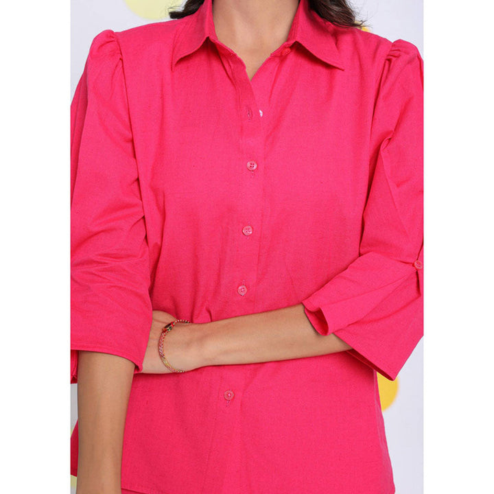 Kaori By Shreya Hot Pink Shirt Pants Linen (Set of 2)