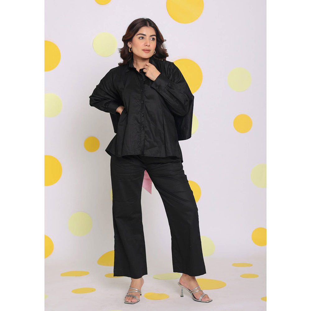 Kaori By Shreya Black Shirt Pants Cotton (Set of 2)