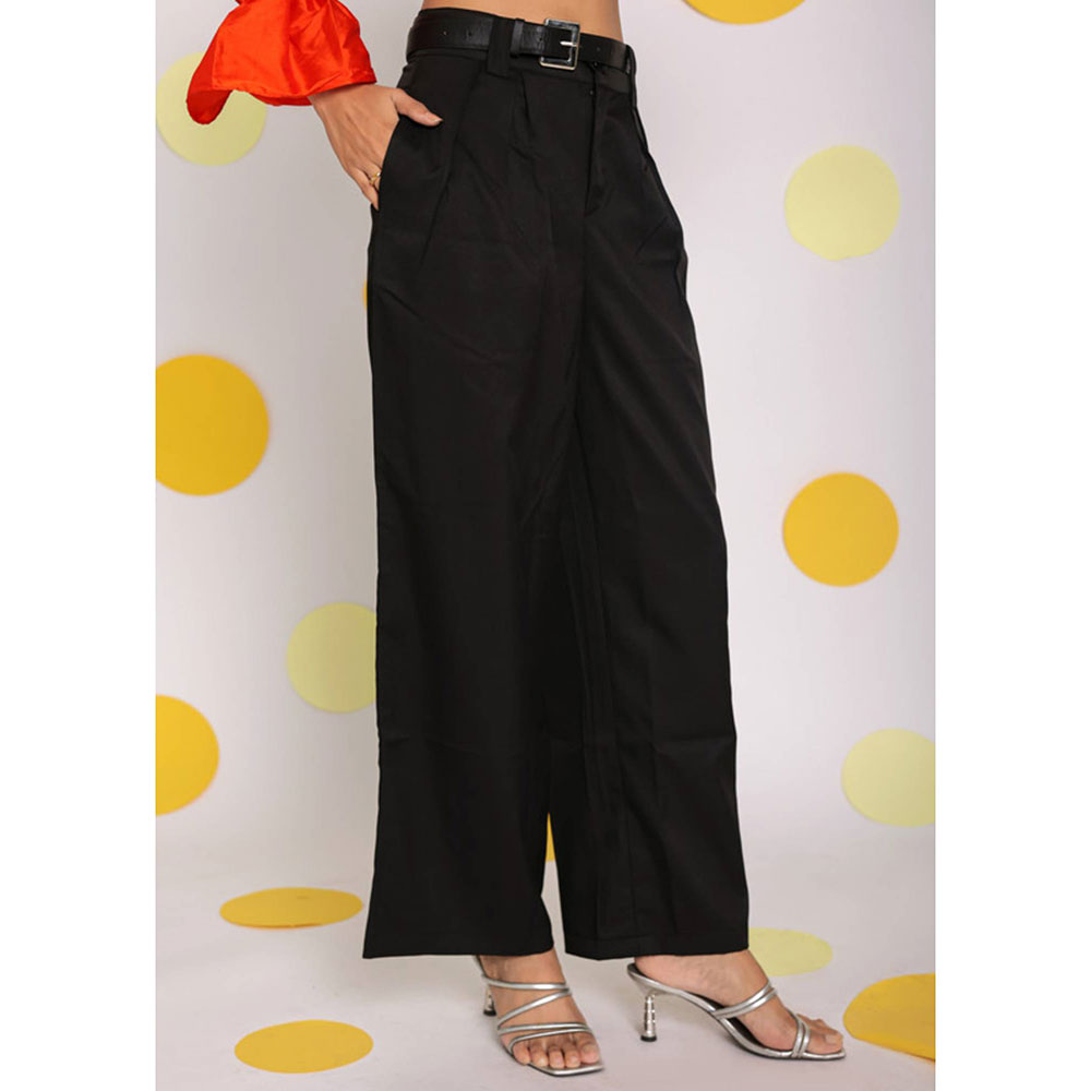 Kaori By Shreya Black Orange Top Pants (Set of 2)