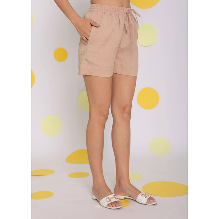 Kaori By Shreya Beige Top Shorts (Set of 2)