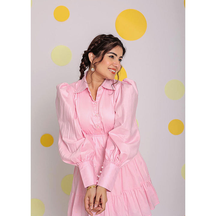 Kaori By Shreya Women Pink Relaxed Solid Cotton Mini Dress