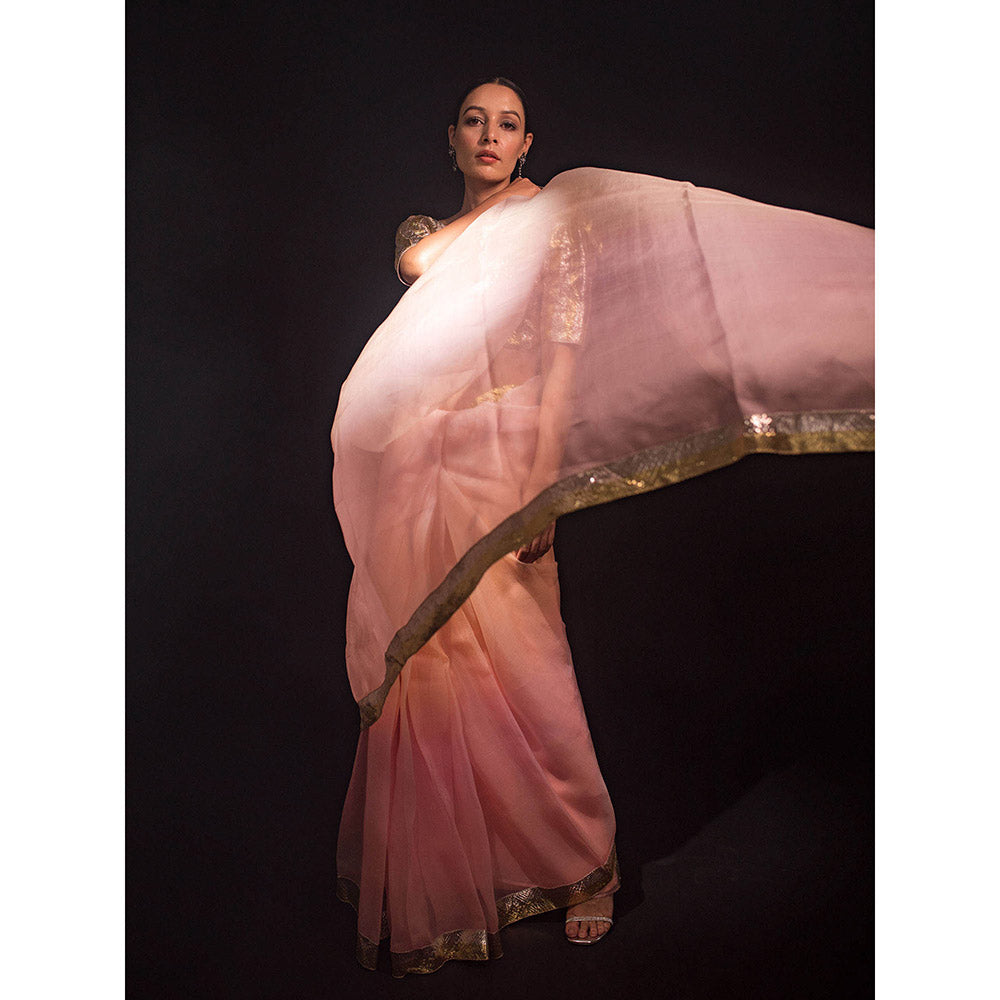 KAPARDARA Rosette Nebula Saree A Shaded Pure Silk Organza Saree Handcrafted