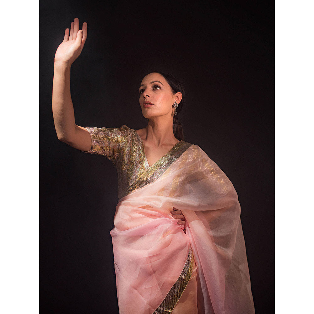 KAPARDARA Rosette Nebula Saree A Shaded Pure Silk Organza Saree Handcrafted