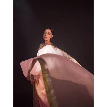 KAPARDARA Rosette Nebula Saree A Shaded Pure Silk Organza Saree Handcrafted