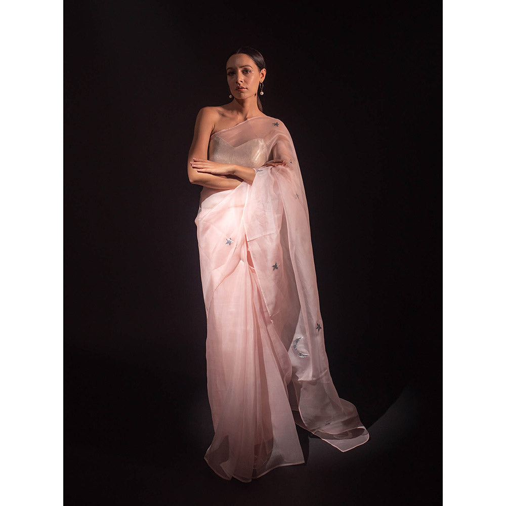 KAPARDARA Shade Of Pink Night Sky Is The Luna Saree A Pure Silk Organza Saree