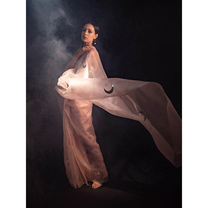 KAPARDARA Shade Of Pink Night Sky Is The Luna Saree A Pure Silk Organza Saree