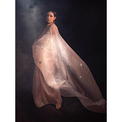KAPARDARA Shade Of Pink Night Sky Is The Luna Saree A Pure Silk Organza Saree