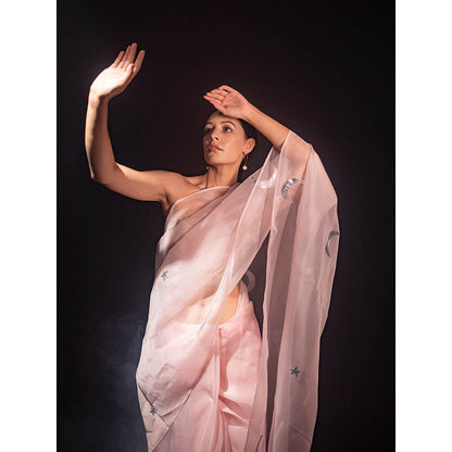 KAPARDARA Shade Of Pink Night Sky Is The Luna Saree A Pure Silk Organza Saree
