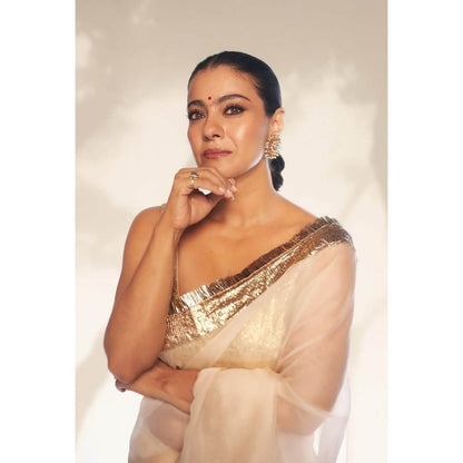 KAPARDARA Ivory Saree without Blouse