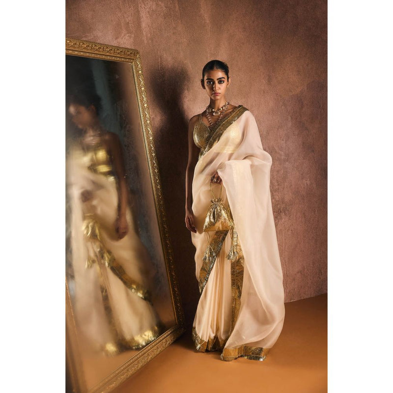 KAPARDARA Ivory Saree without Blouse