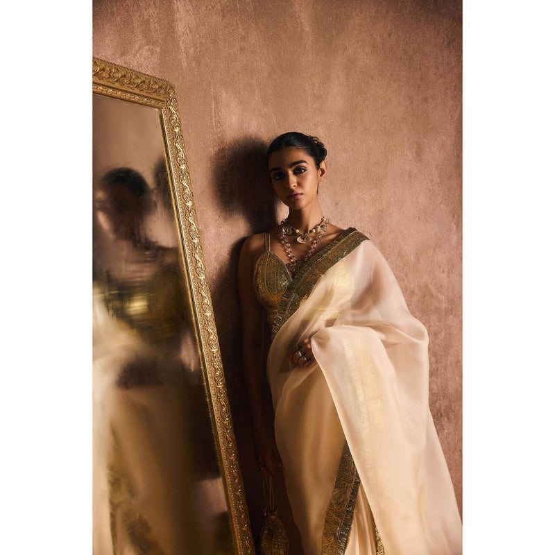 KAPARDARA Ivory Saree without Blouse